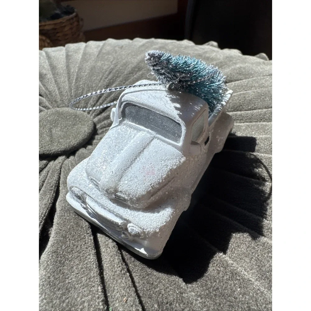 Adorable White Sparkle Chevy Truck Decoration w/retro Country Throwback